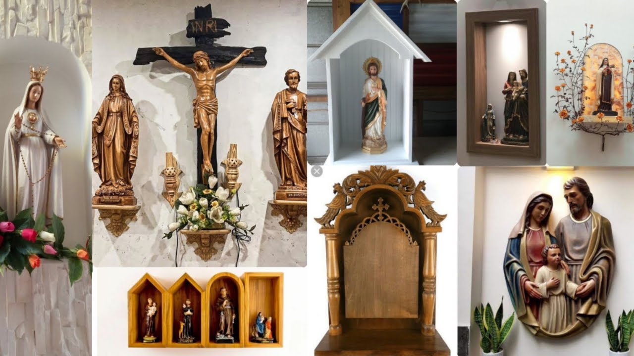 150+Best Creative Catholic wall Altar@Home/Makeover/Ideas|Modern Christian Prayer Pooja Room Designs