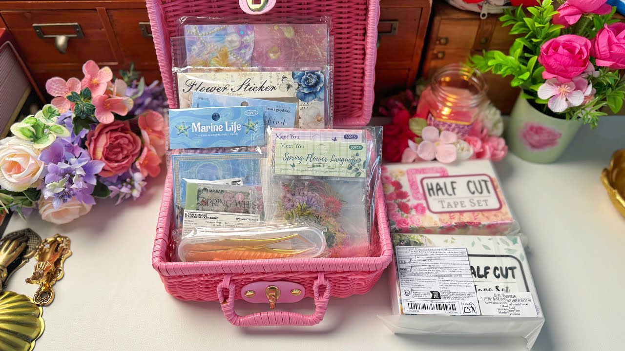 Unboxing Temu Journaling Haul Part 1 & A Sweet Violet Journal Spread 🌷💜#journalhaul  #temuhaul