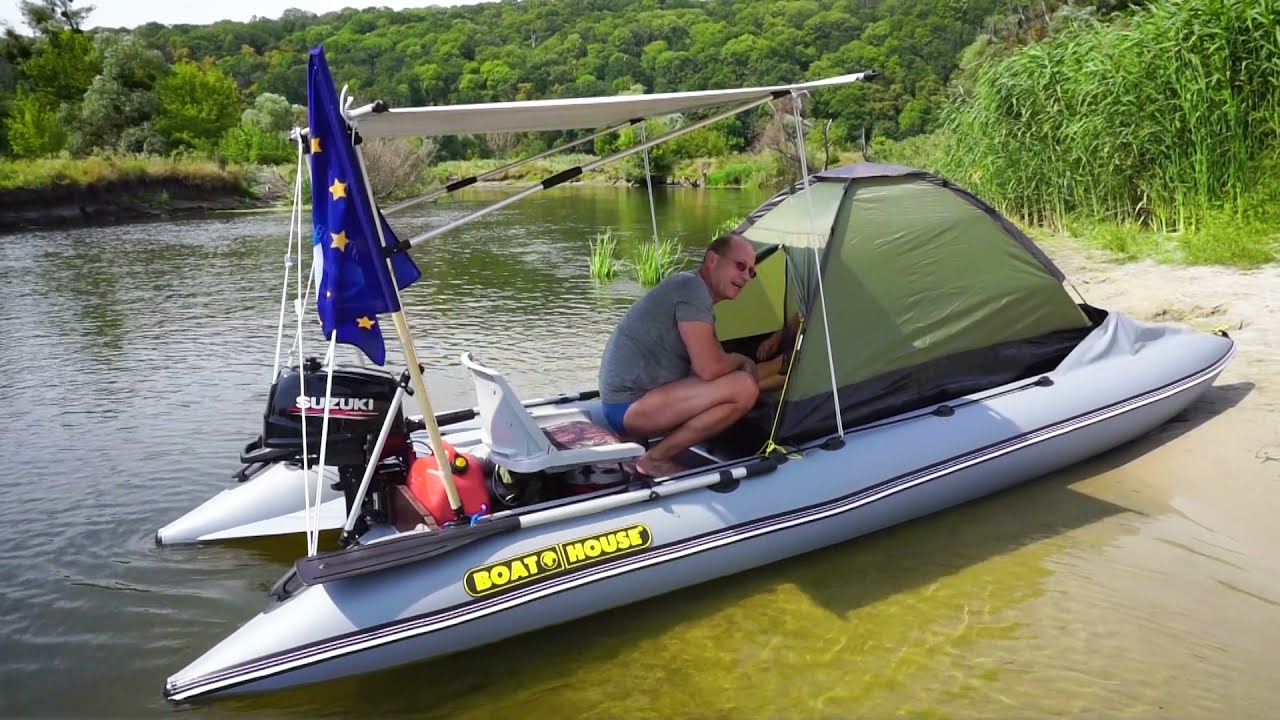 Туристический катамаран с палаткой | Tourist catamaran with tent BOATHOUSE
