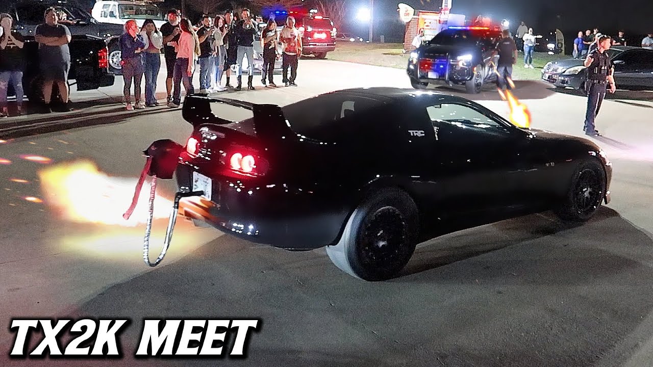 SUPRA SHOOTS FLAMES AT ANGRY COPS!! TX2K Car Meet Gets SHUTDOWN FAST!