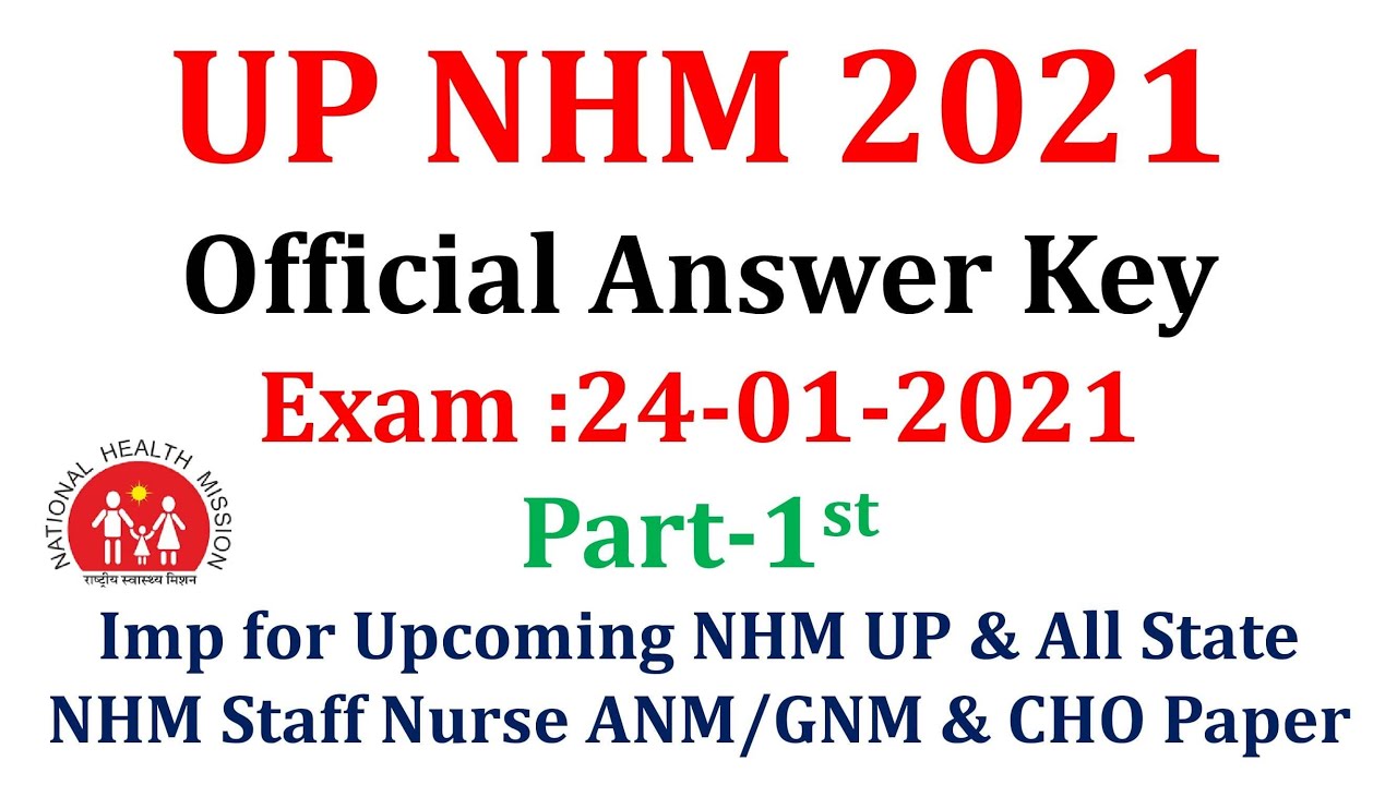 UP NHM Staff Nurse Official Answer Key | Exam held 24-01-2021|| answer key 2021|Part-1st | UPNHM