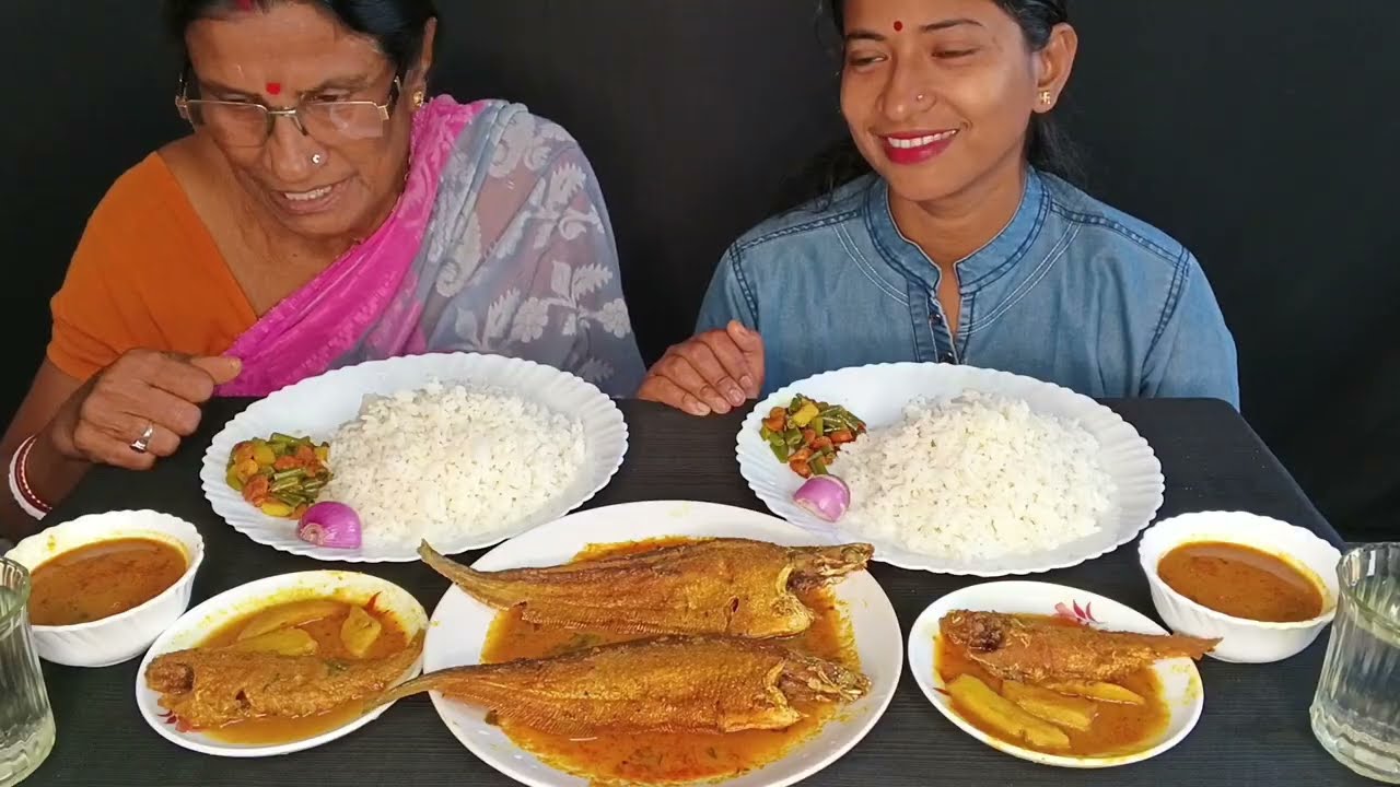 3 Types Fish Curry With Rice Indian Food Eating Challenge - Food Ninja Eating Show 