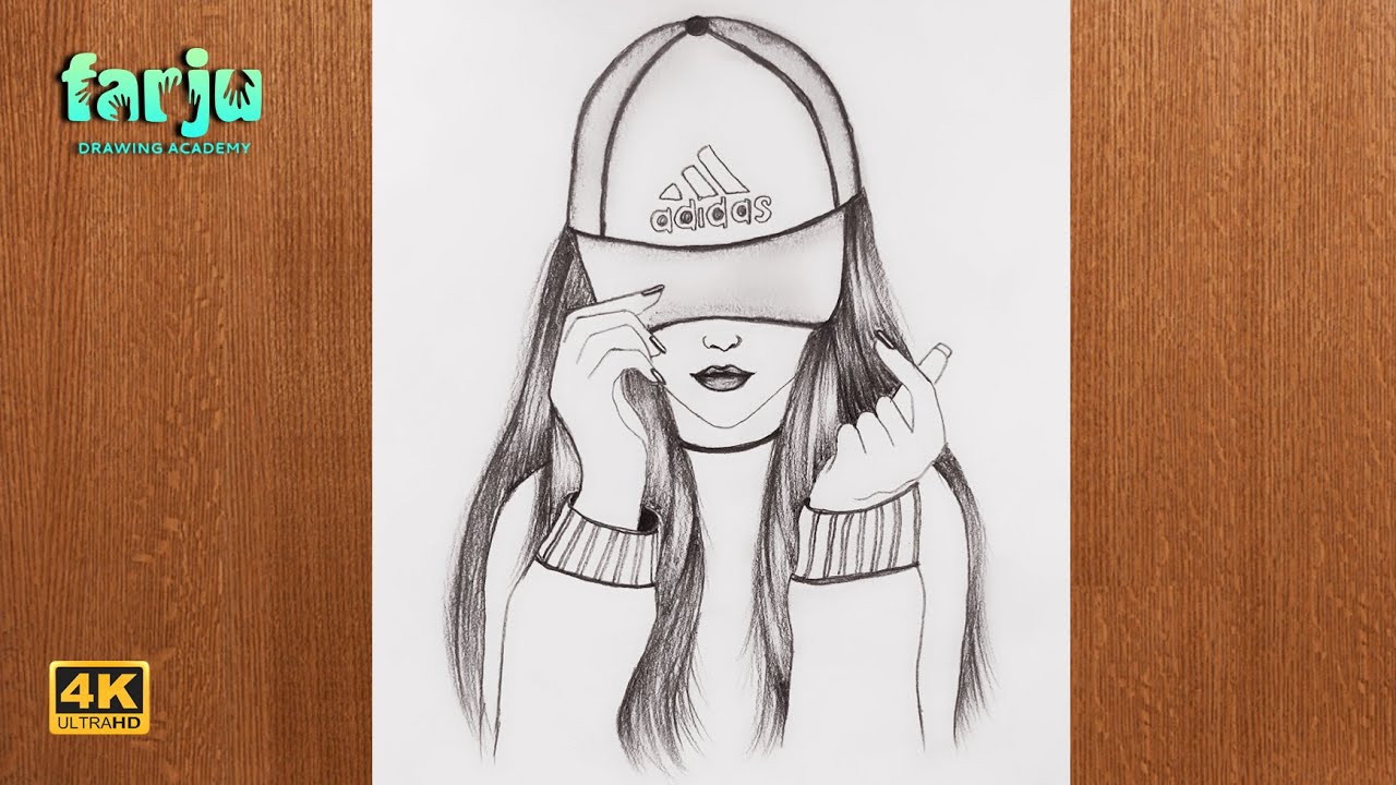 How to draw a Girl with Cap  || A Girl with Adidas cap Step by step easy | pencil drawing