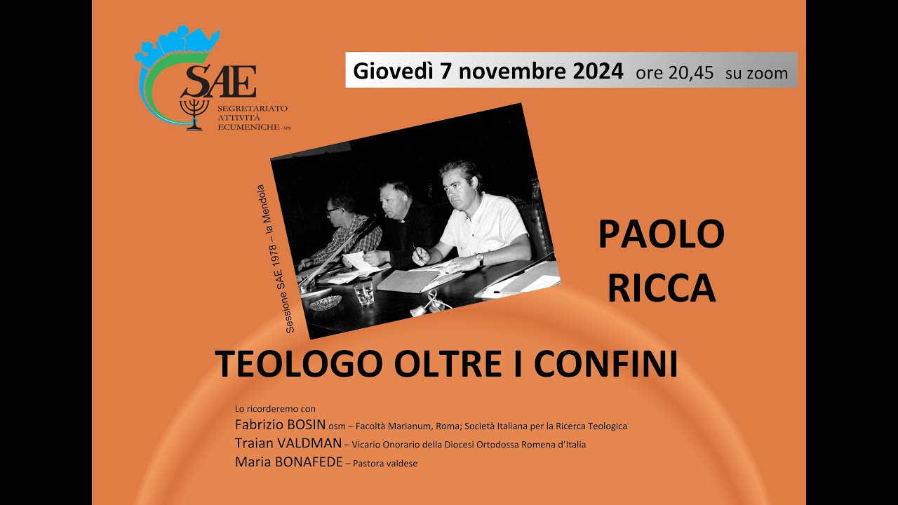 PAOLO RICCA teologo oltre i confini - 7 novembre 2024