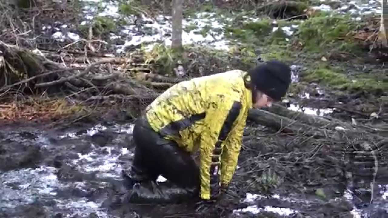 Brook's muddy adventure (in chest waders). Christmas present for our fans.