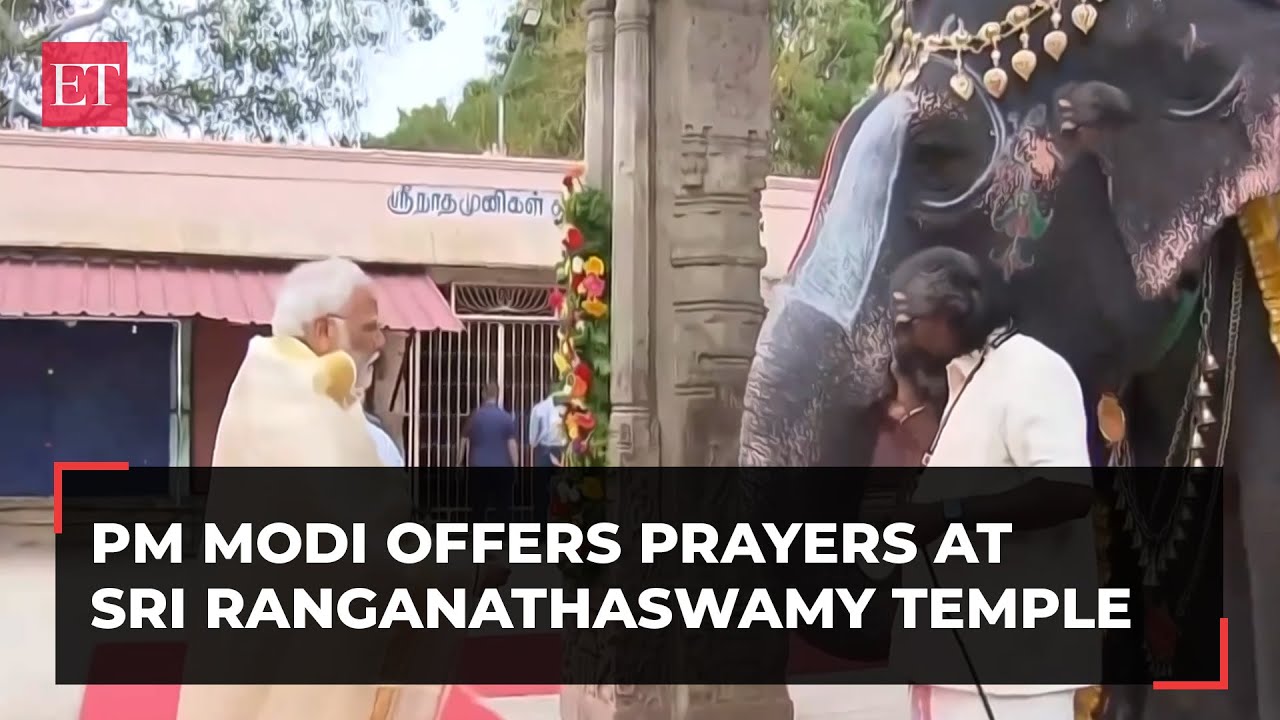 PM Modi offers prayers in traditional Tamil attire at Sri Ranganathaswamy Temple, Tiruchirappalli
