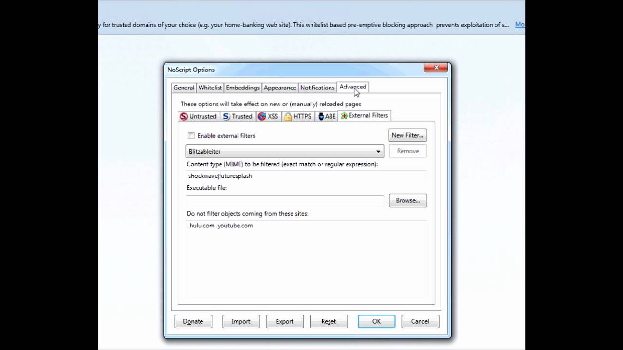 NoScript Settings