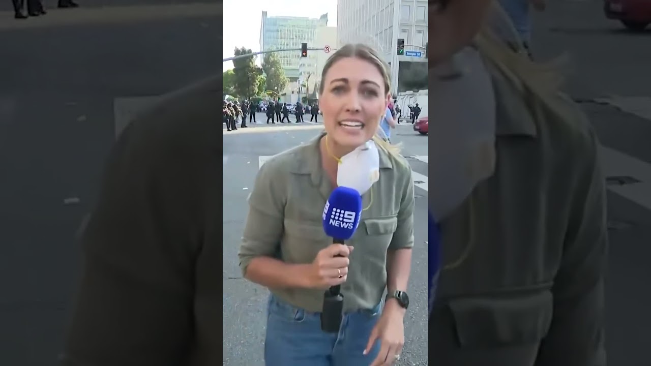 Репортер был застрелен резиновой пулей в прямом эфире во время освещения протестов ICE в Лос-Андж...