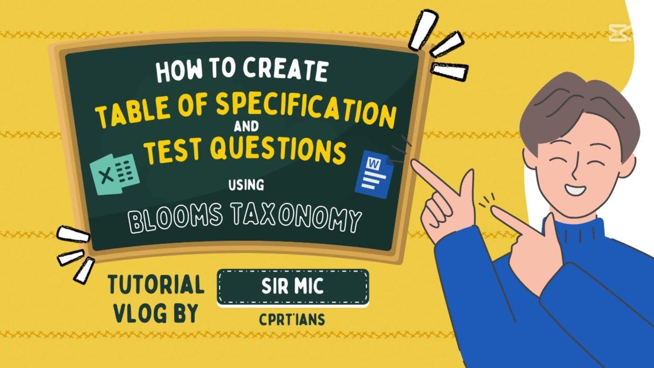 Table of Specification(TOS) and Test Question using Blooms Taxonomy