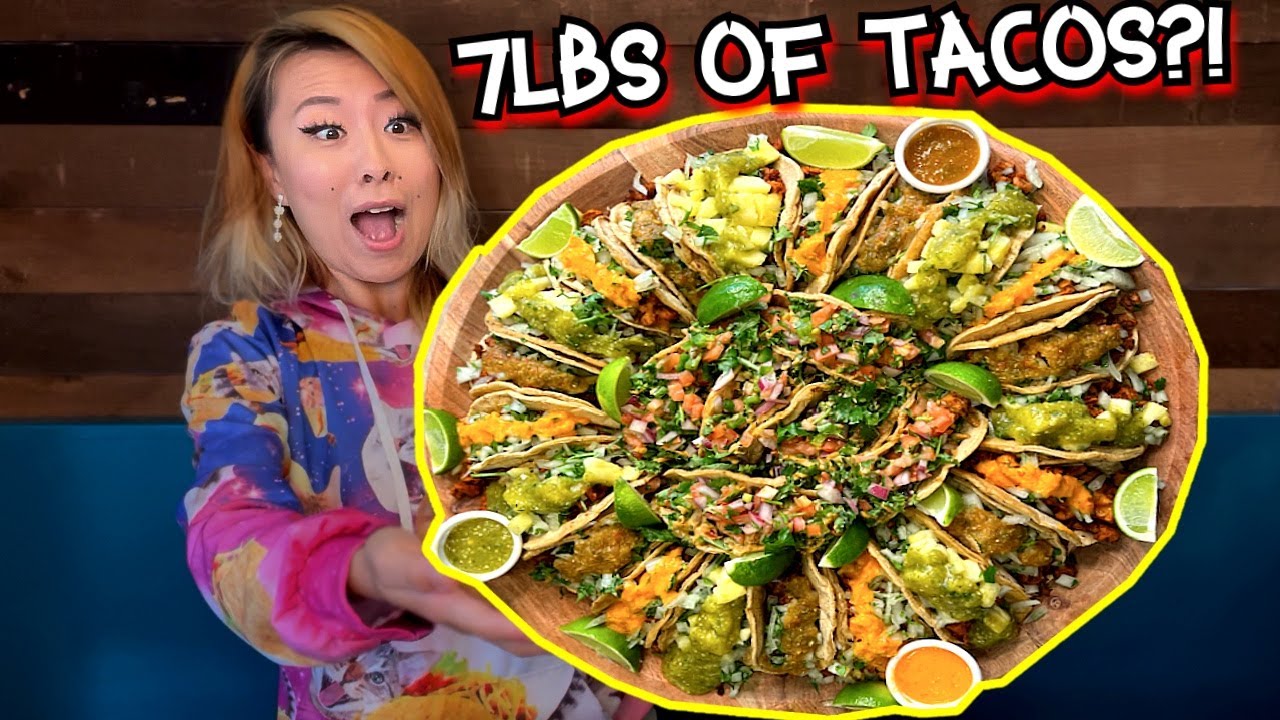 7LBS OF TACOS?! MASSIVE 28 TACOS CHALLENGE!! Spotless Burgers in Glendora, CA!! #RainaisCrazy