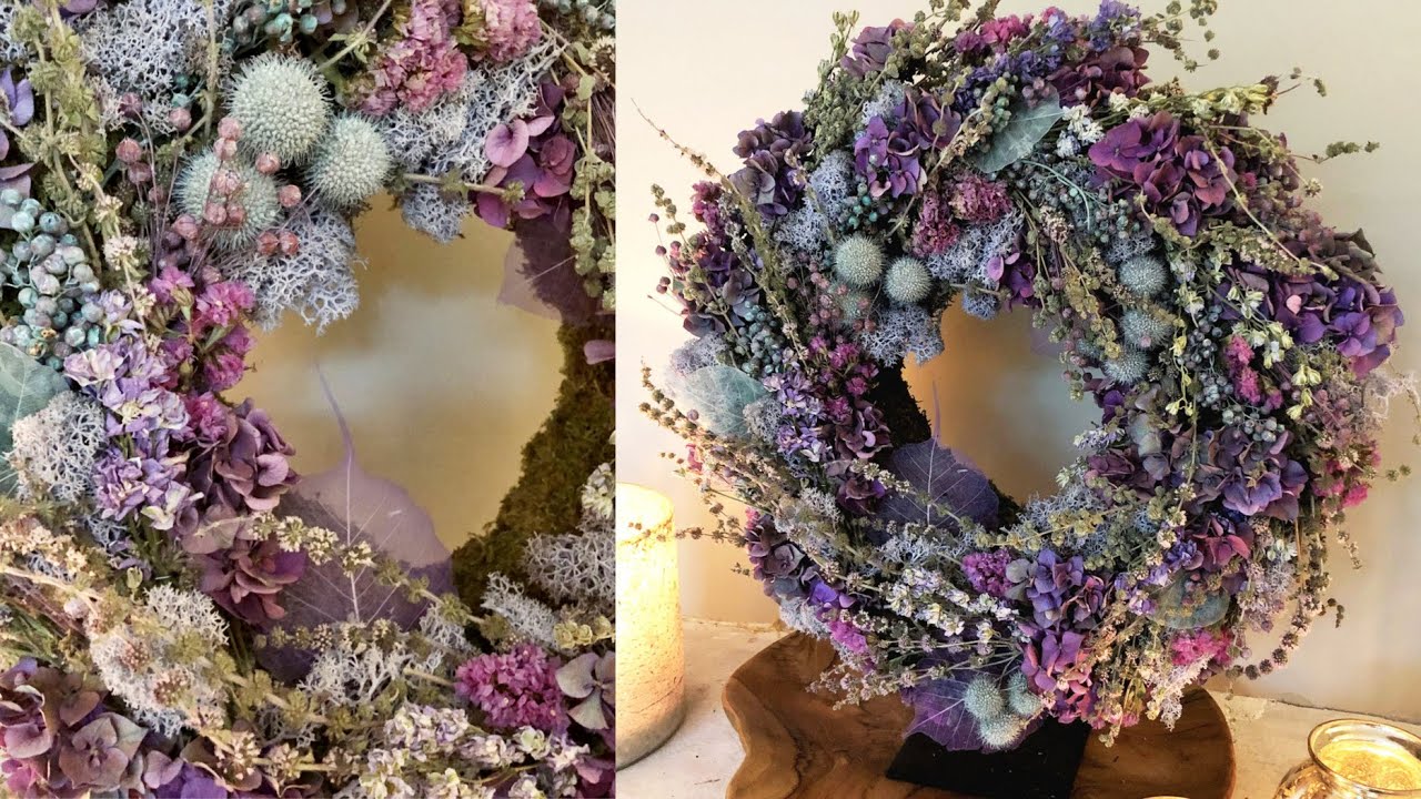 Moskrans met Hortensia, gedroogde Oregano en Polei
