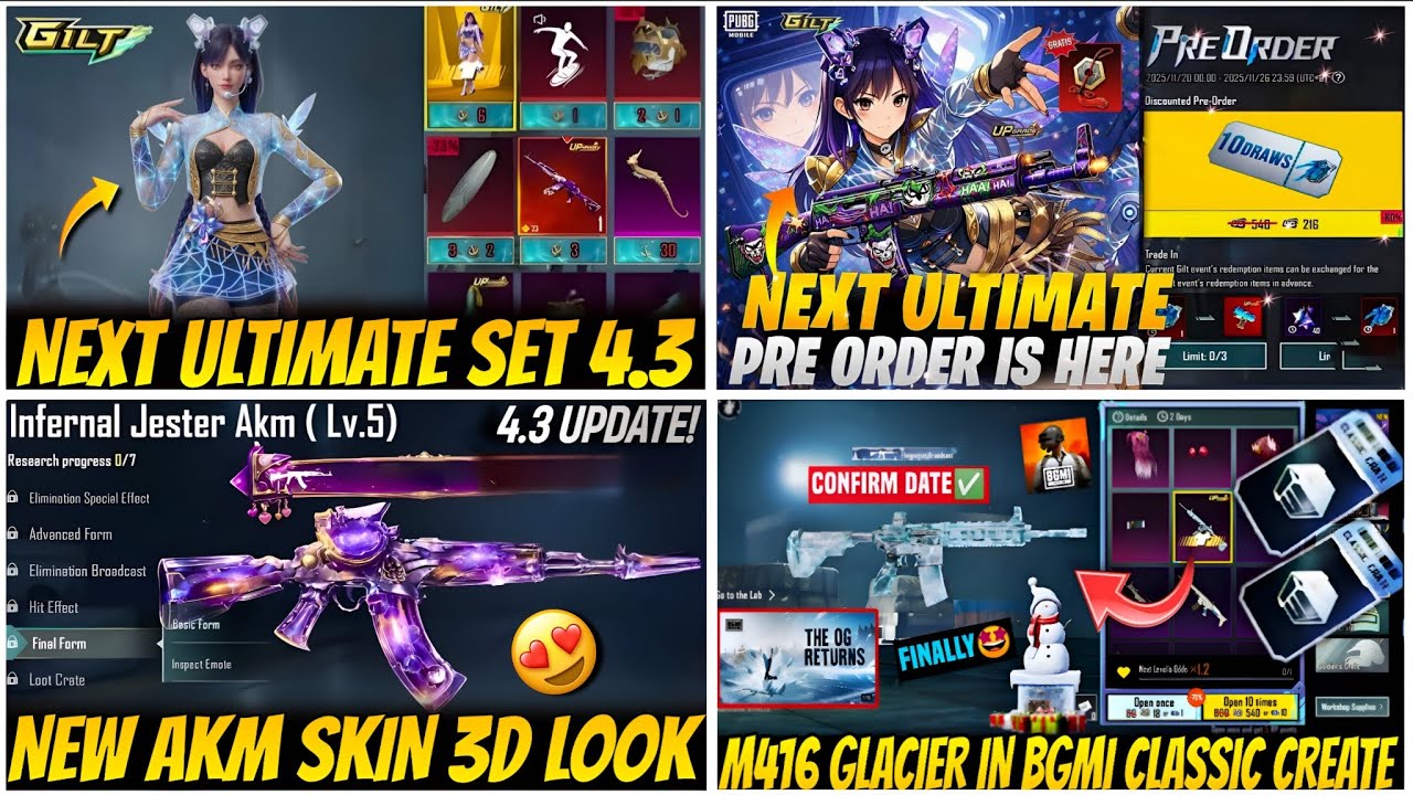 OMG😍M416 GLACIER IS BACK🥶| NEXT ULTIMATE SET BGMI 4.3😱| NEW AKM SKIN BGMI🔥| RETURNING ULTIMATE SET✅