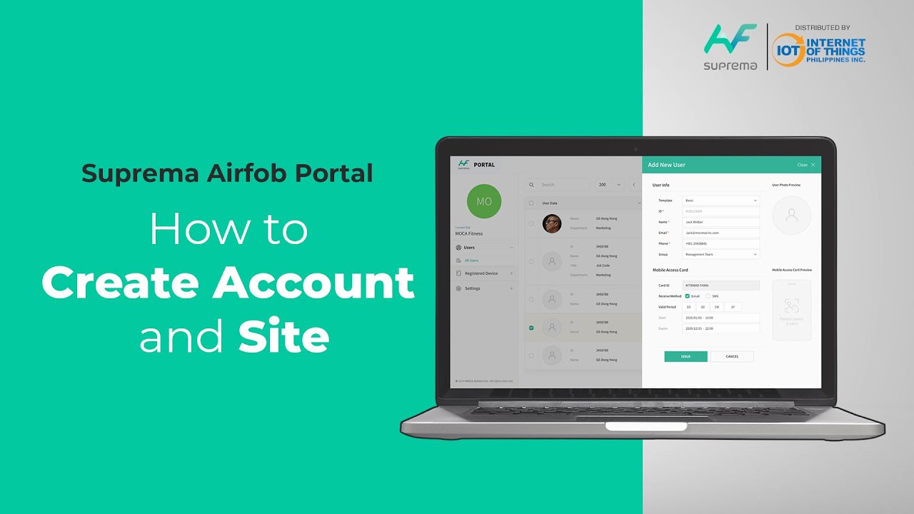 Suprema Airfob Portal | How to Create Account and Site