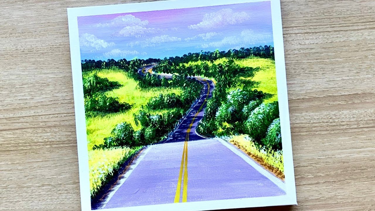 Road Landscape / Acrylic Painting for Beginners / Daily Challenge #59