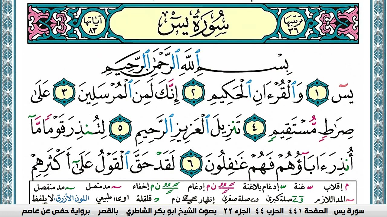 سورة يس مكتوبة ابو بكر الشاطري Surah Yassein Abu Bakr Al-Shatri | القرآن الكريم