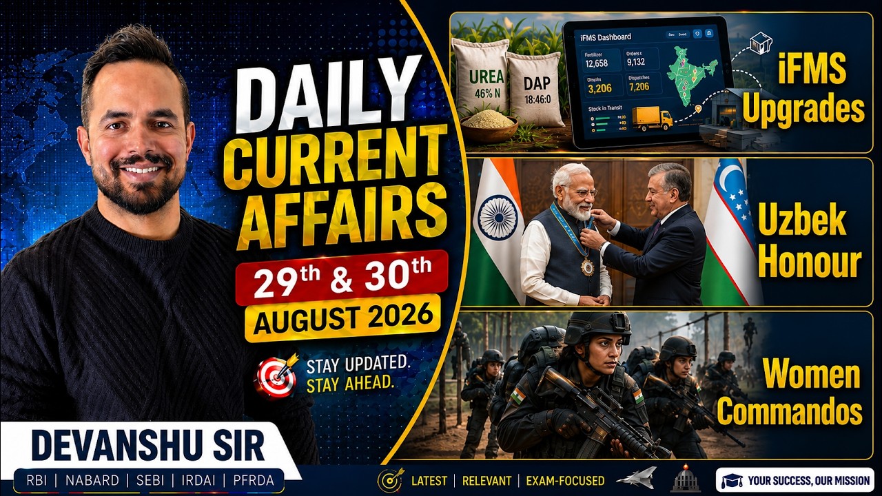 29 & 30 August 2026 Current Affairs | NABARD GR A & RBI Grade B | Phase 1 + 2 Coverage | Chapterss