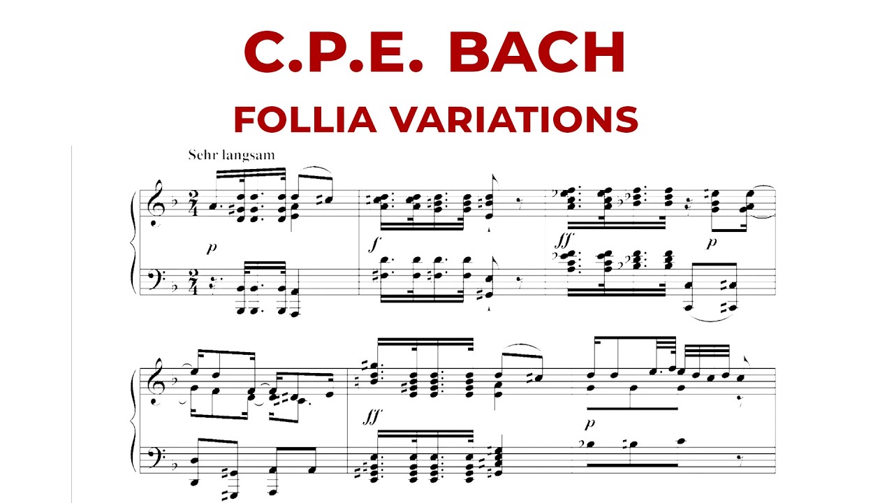 C.P.E. Bach 12 Variations about the spanish folia - Alvin Devonas Piano with scores