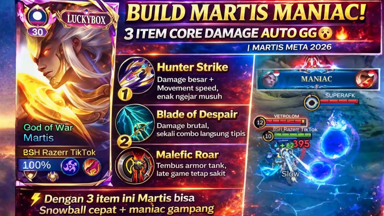 BUILD MARTIS MANIAC! 3 ITEM CORE DAMAGE AUTO GG | MARTIS META 2026