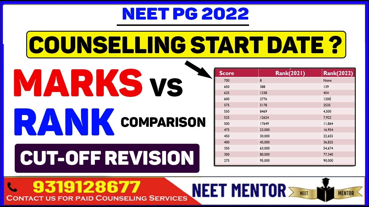 NEET PG 2022🔥 Rank vs Mark 🔥 Expected Counseling Date🔥 Cut Off Revision 🔥 NEET MENTOR