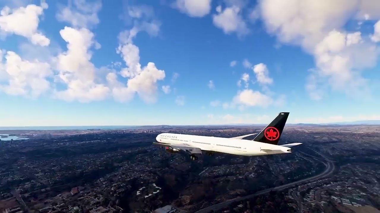 Air Canada Boeing 777-300 landing amongst the city @ San Diego 