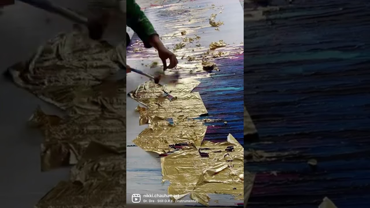 Gold leafing this beautiful artwork. Let me know how it looks to you. Abstract painting, Acrylic art