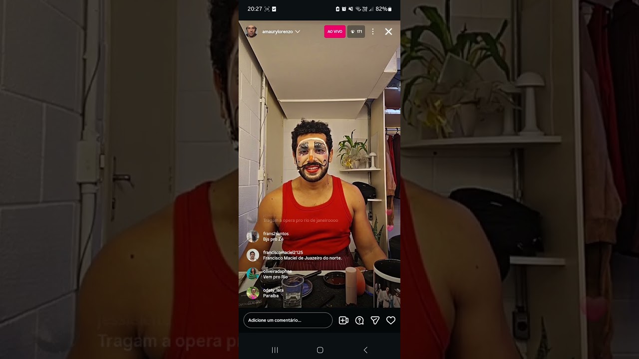 Live Amaury se maquiando para Ópera do Malandro - 05/02/26 - PARTE II