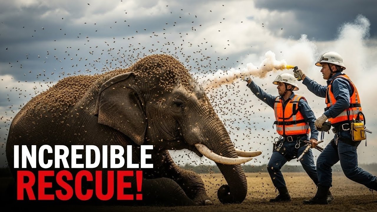 Elephant Attacked by Swarm of Bees &mdash; Watch the Rescue