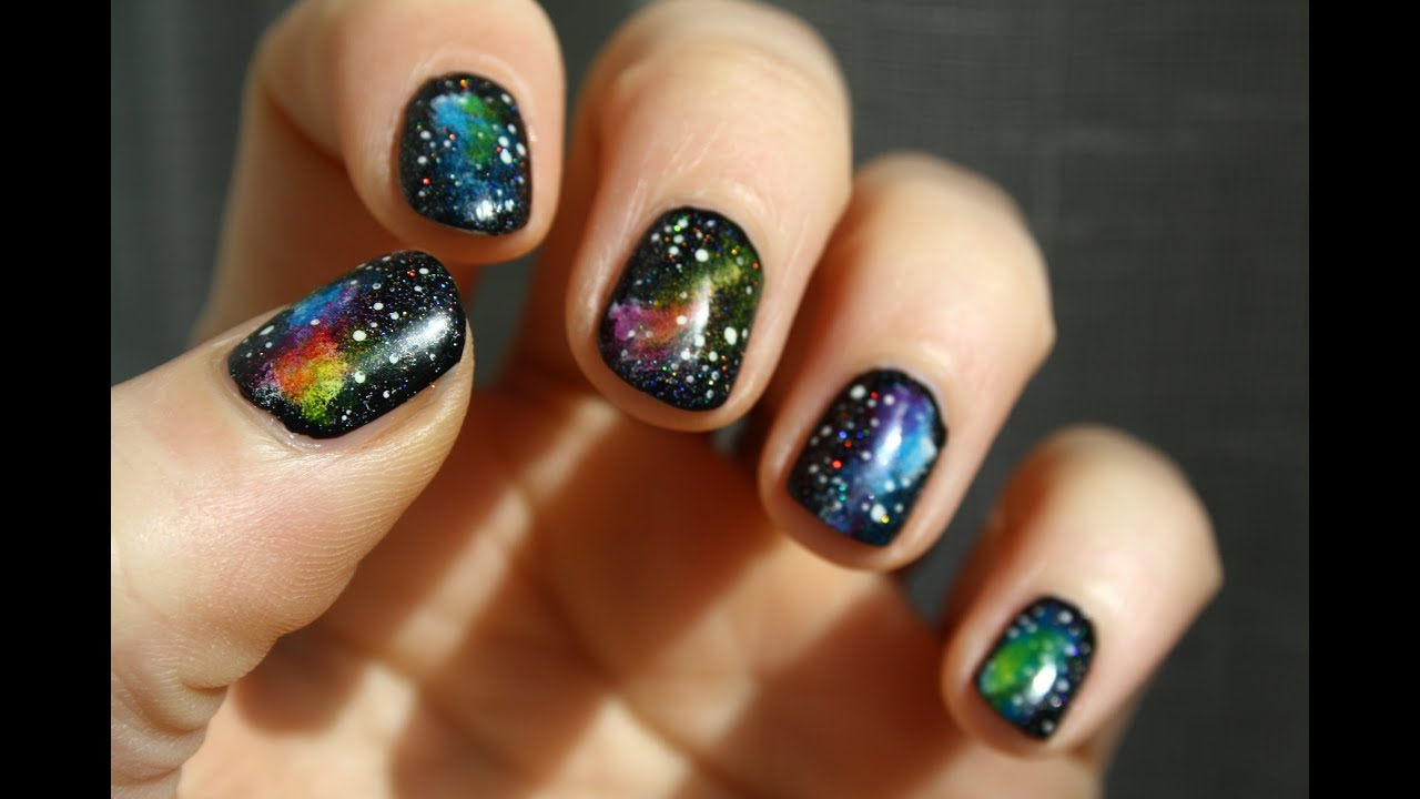 Galaxy nails - Tutorial nail art (short nails)