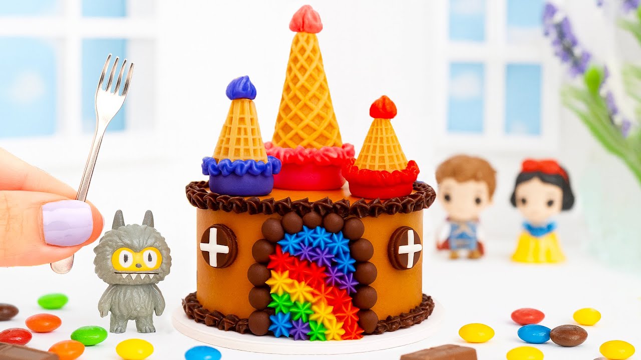 Castle Rainbow Chocolate Cake 🍫🌈  Cute & Colorful Mini Dessert Idea
