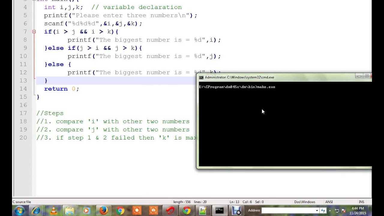 C PROGRAM TO  FIND OUT MAXIMUM OF THREE NUMBERS DEMO