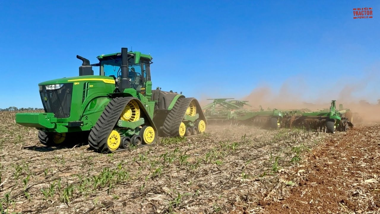 JOHN DEERE 9RX 640 Tractor and 49.6 ft 2660 VT Working on Tillage