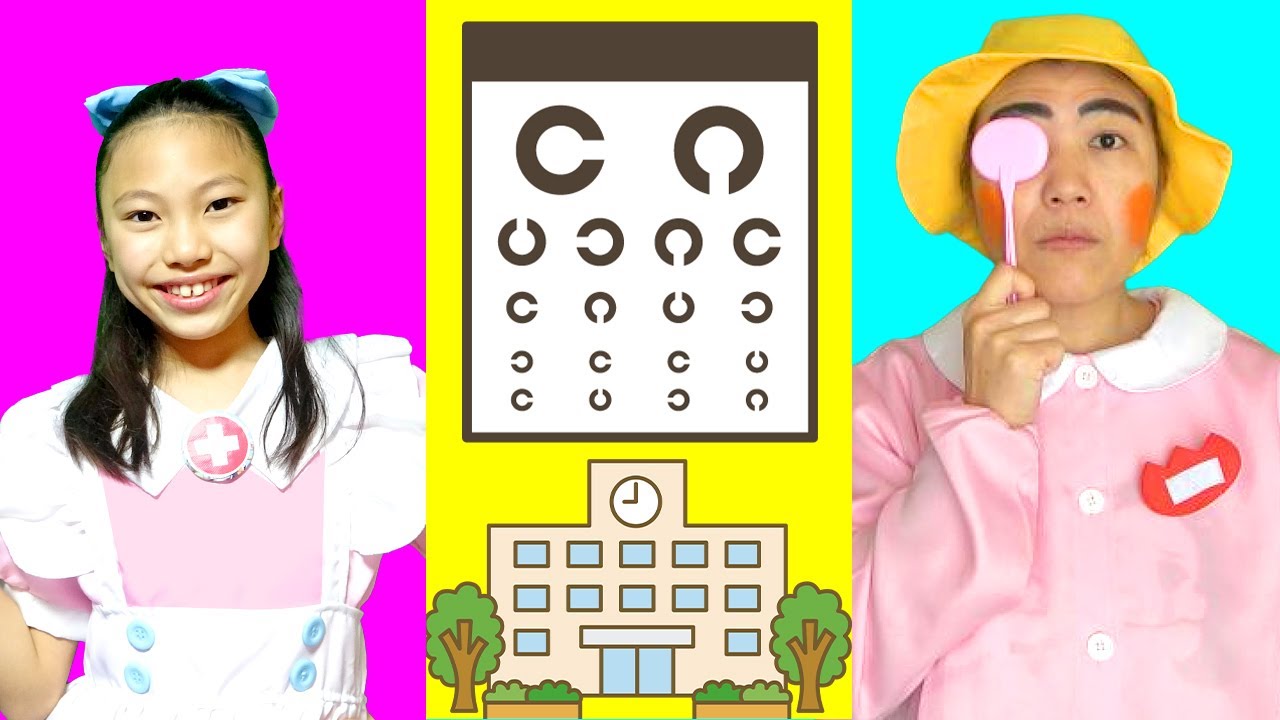 【学校ごっこ】きらこ入学準備の身体測定　みこちゃんキュアナースの視力検査がなんか変？　親子コント　寸劇