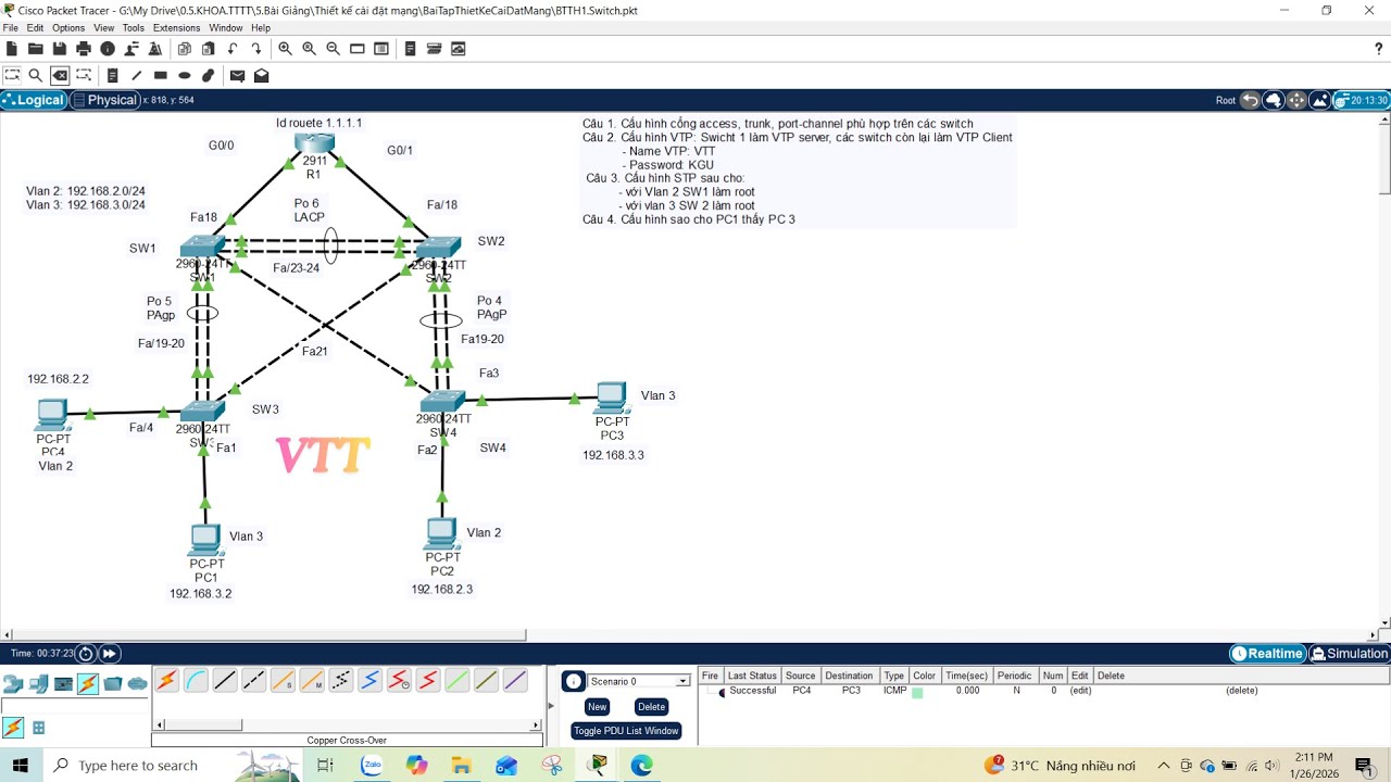 [LAB5] Giải bài tập tổng hợp Switching: Từ VLAN, Trunking đến STP và VTP