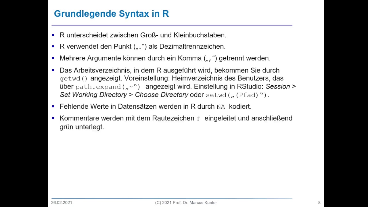 R1 - Lehrvideo zu den Grundlagen der Statistiksoftware 