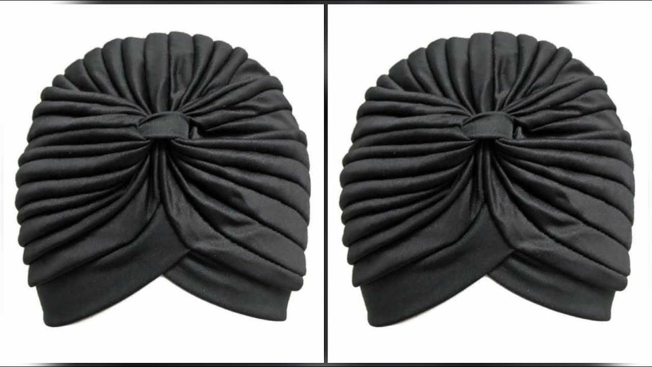 Pleated V-Shaped Turban Cap with loop Embellishment/Indian Turban Cap