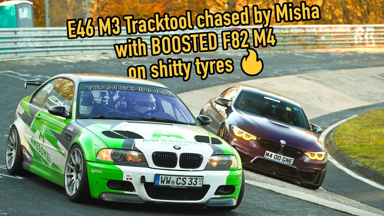 E46 M3 chased by @mgcharoudin in a BMW M4 with BOOST but shitty tires #nuerburgring #nring
