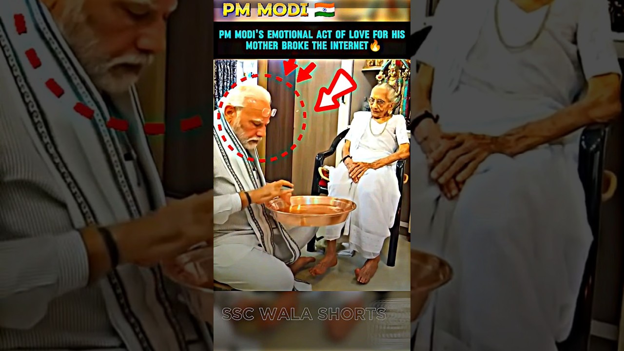 🔥-PM MODI HONORED HIS MOTHER BY WASHING HER FEET PM MODI'S 🇮🇳❤️#trending #shorts #viral #video#modi