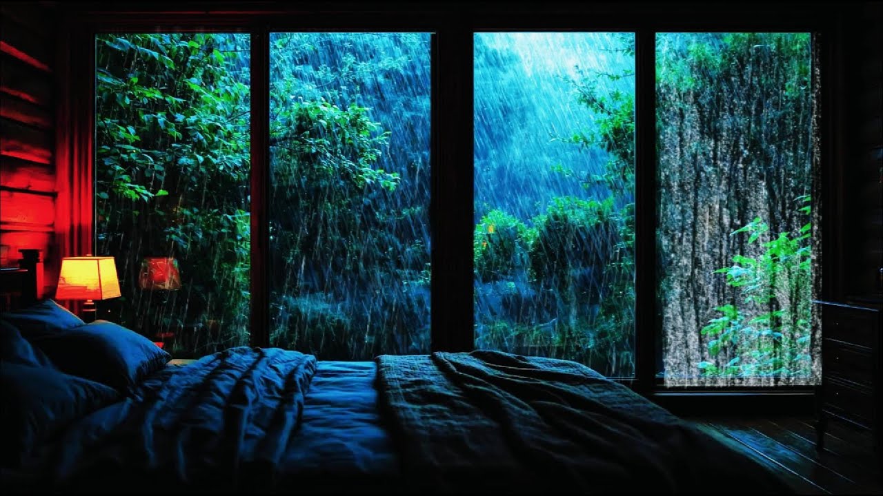 Goodbye Insomnia With Heavy Rain Sound | Rain And Thunder Sounds For Deep Sleep, Relax, ASMR  #009