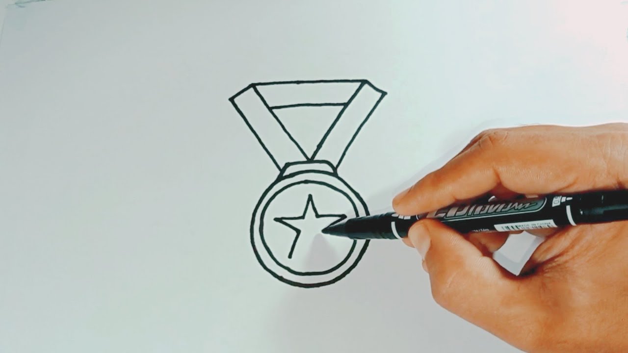 How to draw a champion gold medal step by step very easy