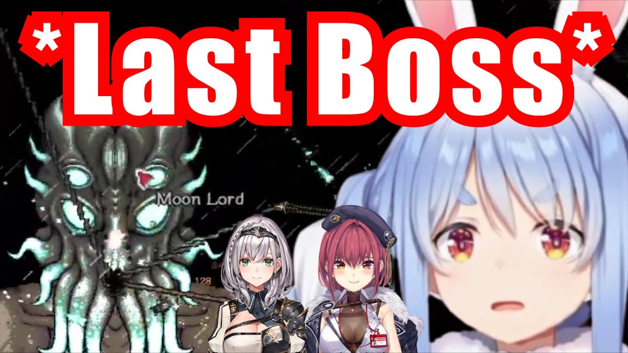 Pekora, Marine, Noel Fight Moon Lord Thus Ending Their Terraria Journey【Hololive/Usada Pekora】