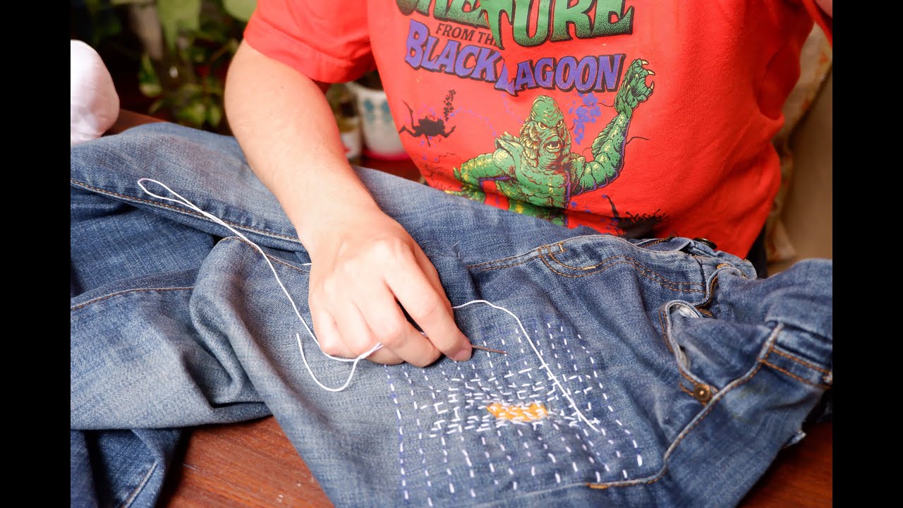 Remiendo visible ·Vlog·  emparchando mis pantalones