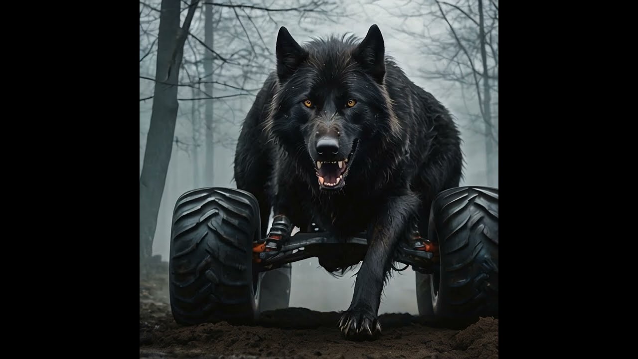 BLACK WOLF Monster Truck's Epic STARE-DOWN! #black #wolf #monsterjam #monstertruck #hunting #ai