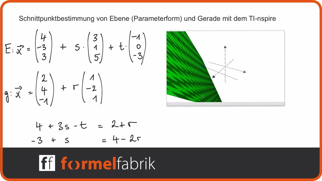 Schnittpunkt von Gerade und Ebene in Parameterform mit dem TI-nspire