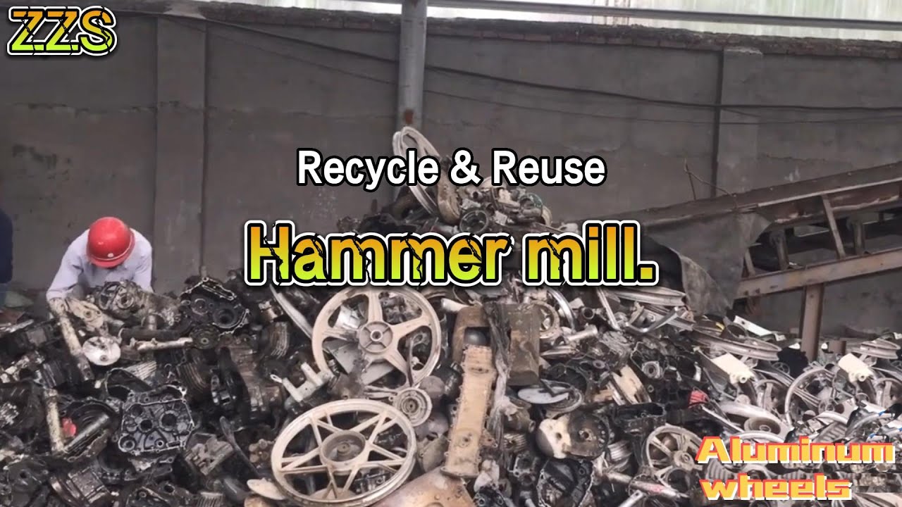 Aluminum wheels processing and recycling. / Scrap steel crushing line.