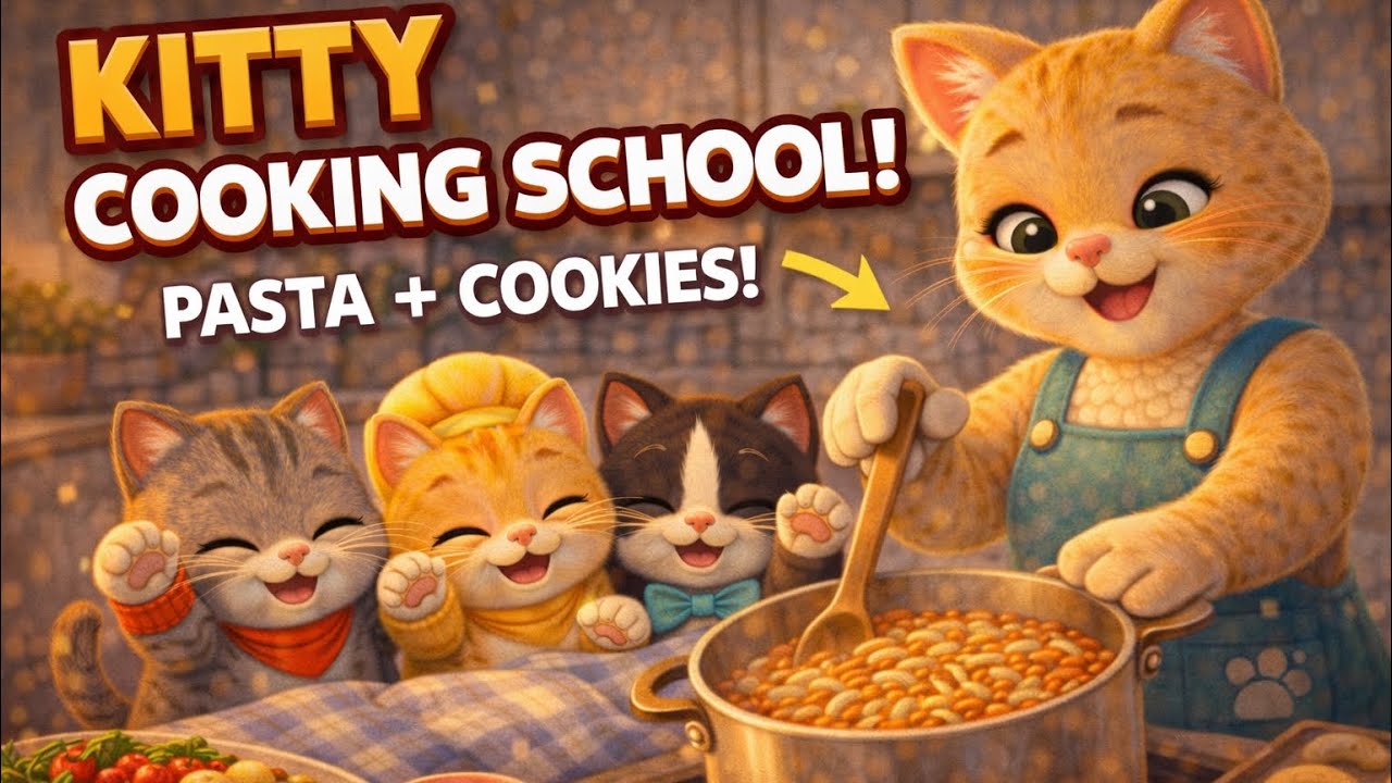 Mama Cat Teaches Kittens to Cook! | 7-Minute Nursery Rhymes for Kids
