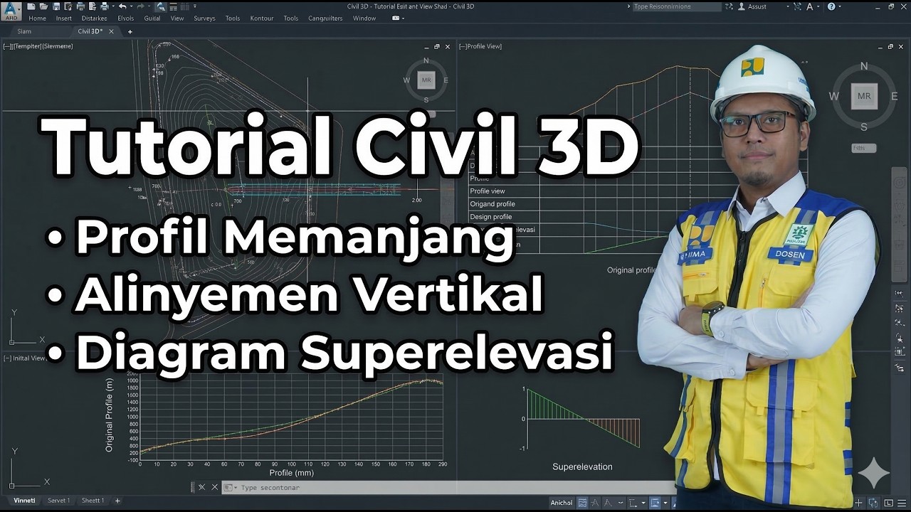 #3 Civil 3D : Membuat & Mengatur Profil Memanjang - Alinyemen Vertikal - Diagram Superelevasi