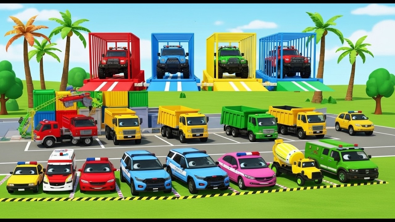 Garage with Colors 🚙 | EXTREME JEEP ROCKETS HAULING on DOUBLE TRAILER