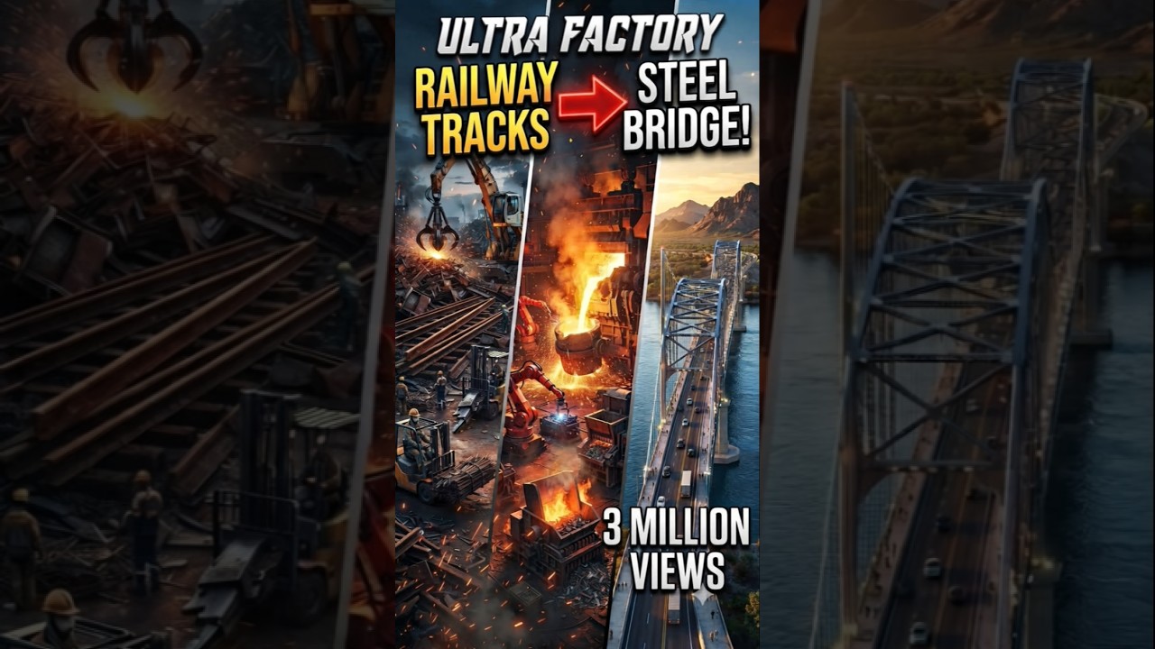 Old Railway Tracks &rarr; Modern Steel Bridge! 🤯 Amazing Recycling Factory Process