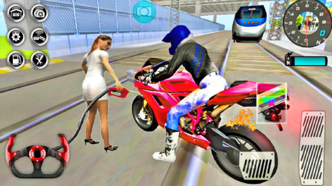 الأبطال الخارقين على القضبان دوامة قمع جسر 🚴‍♂️ SPIDER MAN!on Motorcycle in Spiral Bridge Stunt Rid