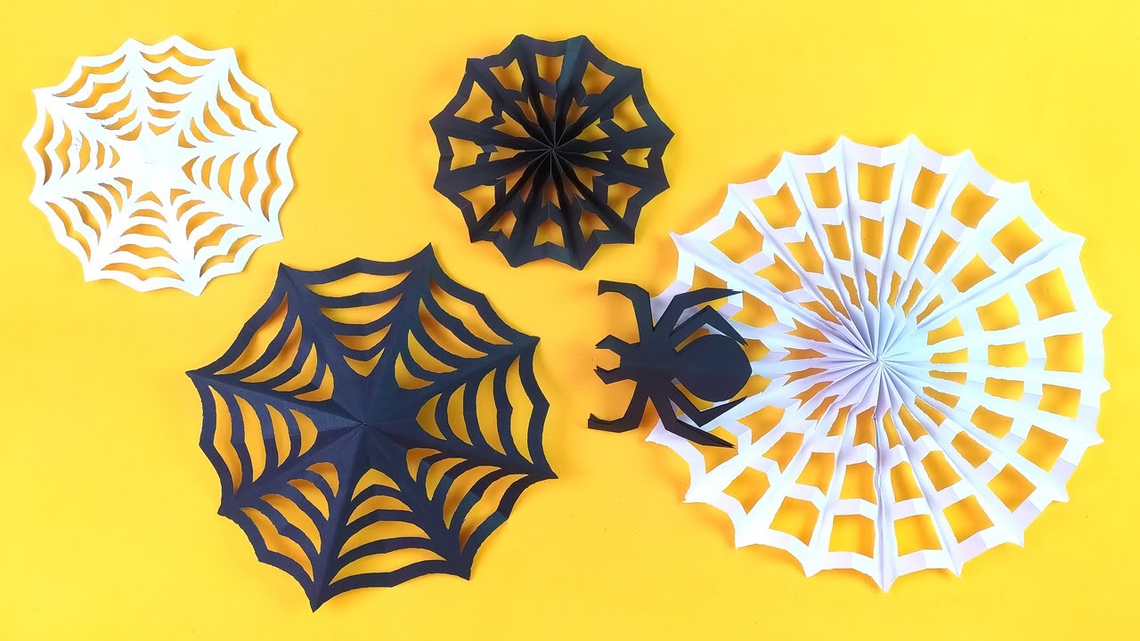 🤩 2 FORMAS FÁCILES DE HACER TELARAÑAS DE PAPEL (DOBLA Y CORTA)  Paper spiderweb